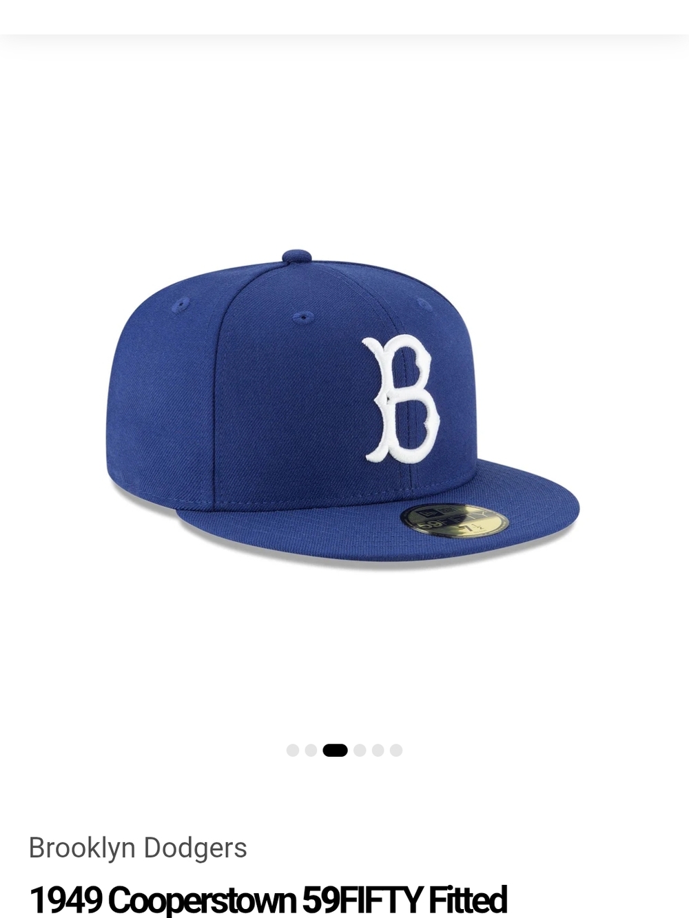 New Era Brooklyn Dodgers Royal Blue Fitted Cap with White 'B' Logo